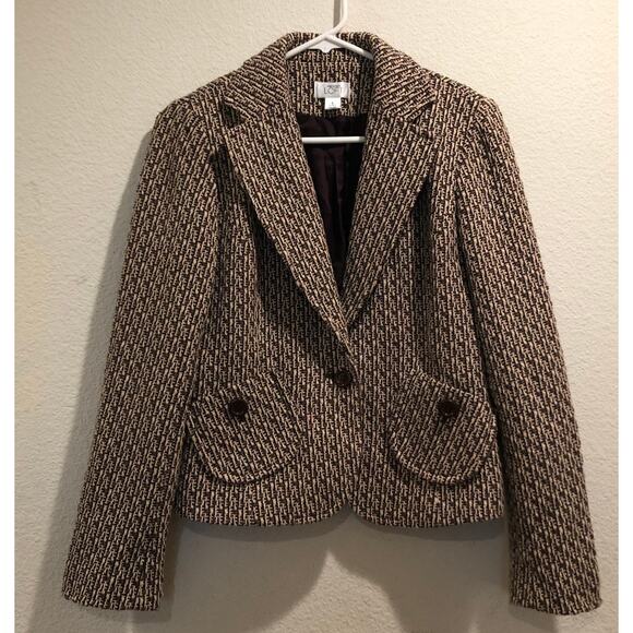 Ann Taylor Loft Brown Pink Wool Blend One Button Tweed Blazer Jacket Size 6 - Picture 1 of 4